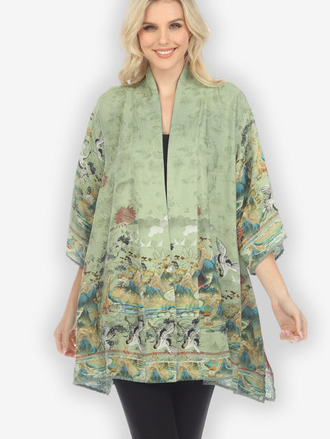 PRC6915 Avatar Pure Silk Kimono-Sleeved Jacket with Belt