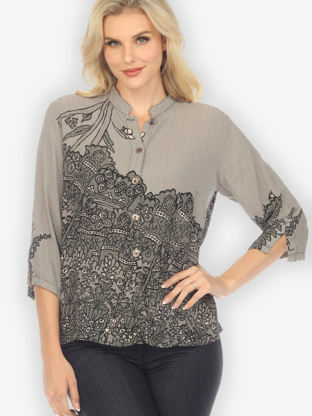 Lace Gray Classic Blouse