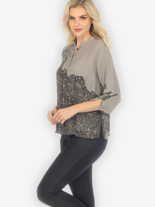 Lace Gray Classic Blouse