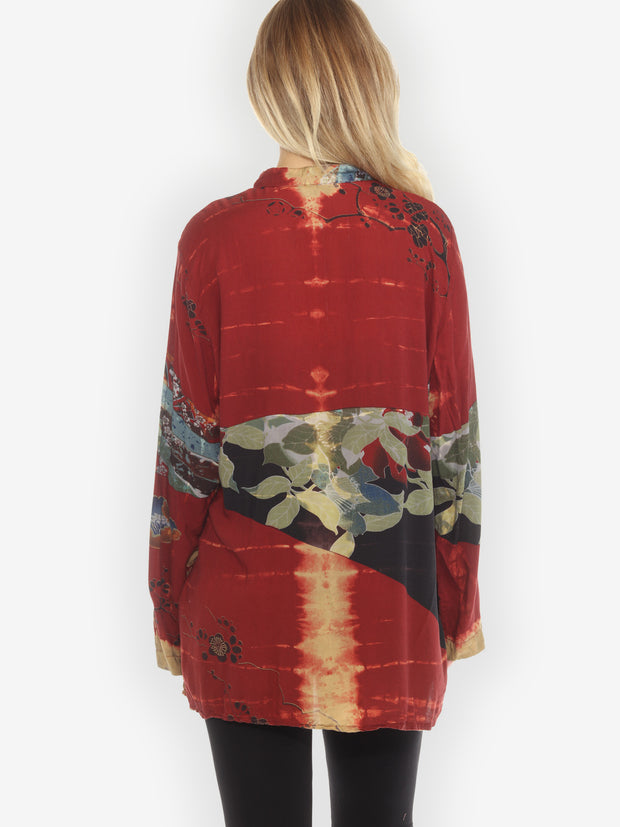Floral Band Bird Tie Dye Tunic - XL