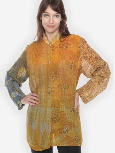 Mixed Patch Print Hand Dyed Tunic
