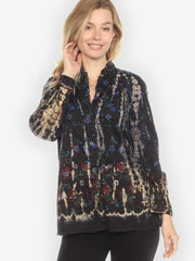 Sunrise Embroidery Black Tie Dye Cotton Tunic - S