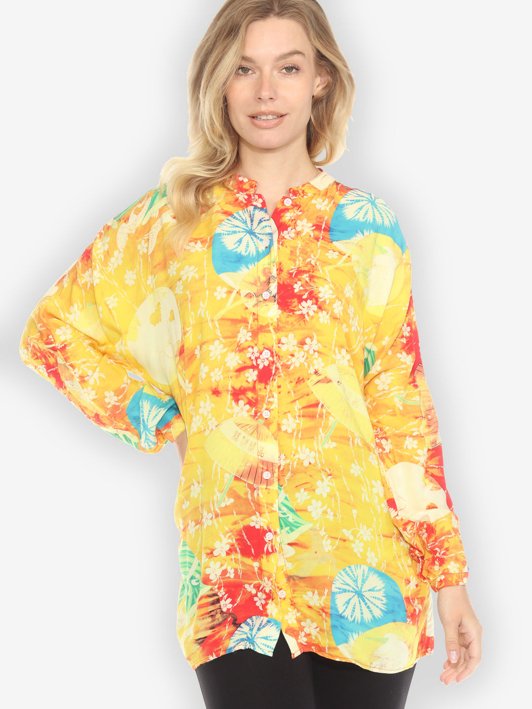 Umbrella Fans Blossom Tie Dyed Tunic - L