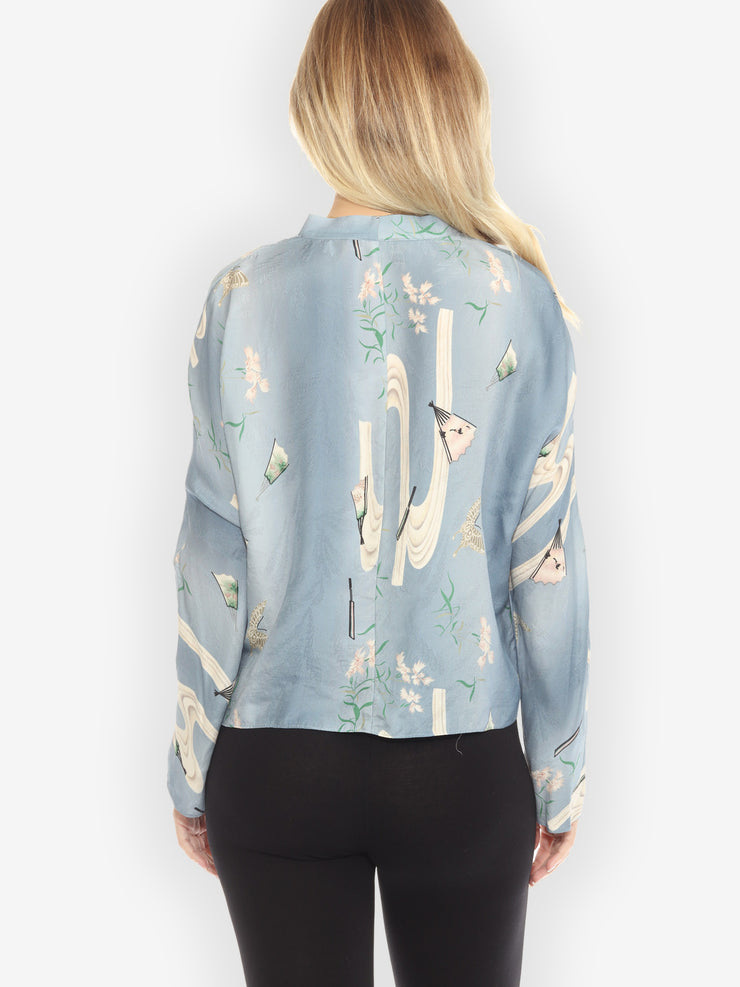 Butterflies Fans Japanese Silk Jacket - M