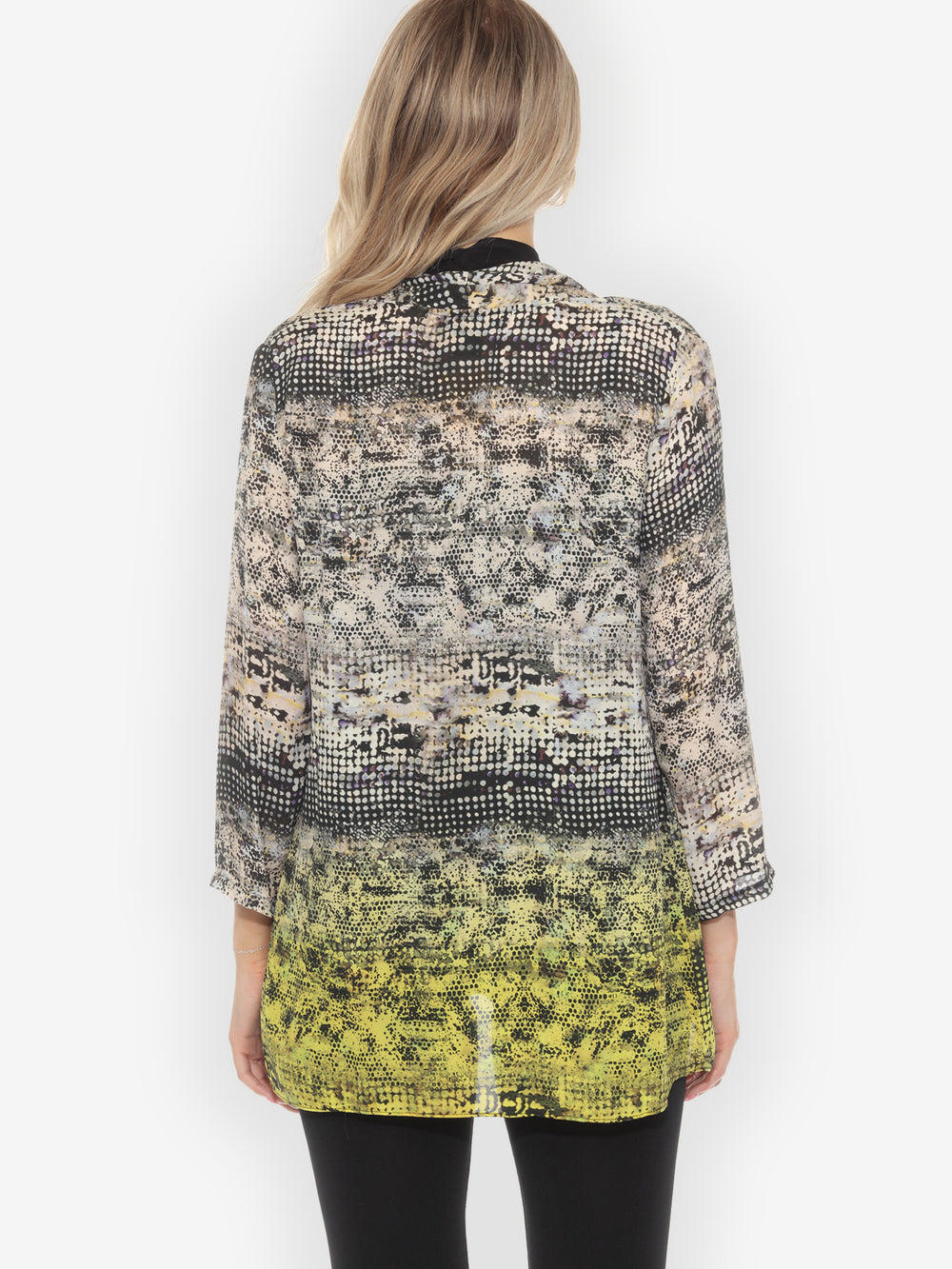Mosaic Ombre Art Hand Dyed Flowing Silk Cardigan - S