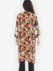 Assorted Flower Blossom Silk Kimono Jacket - XL