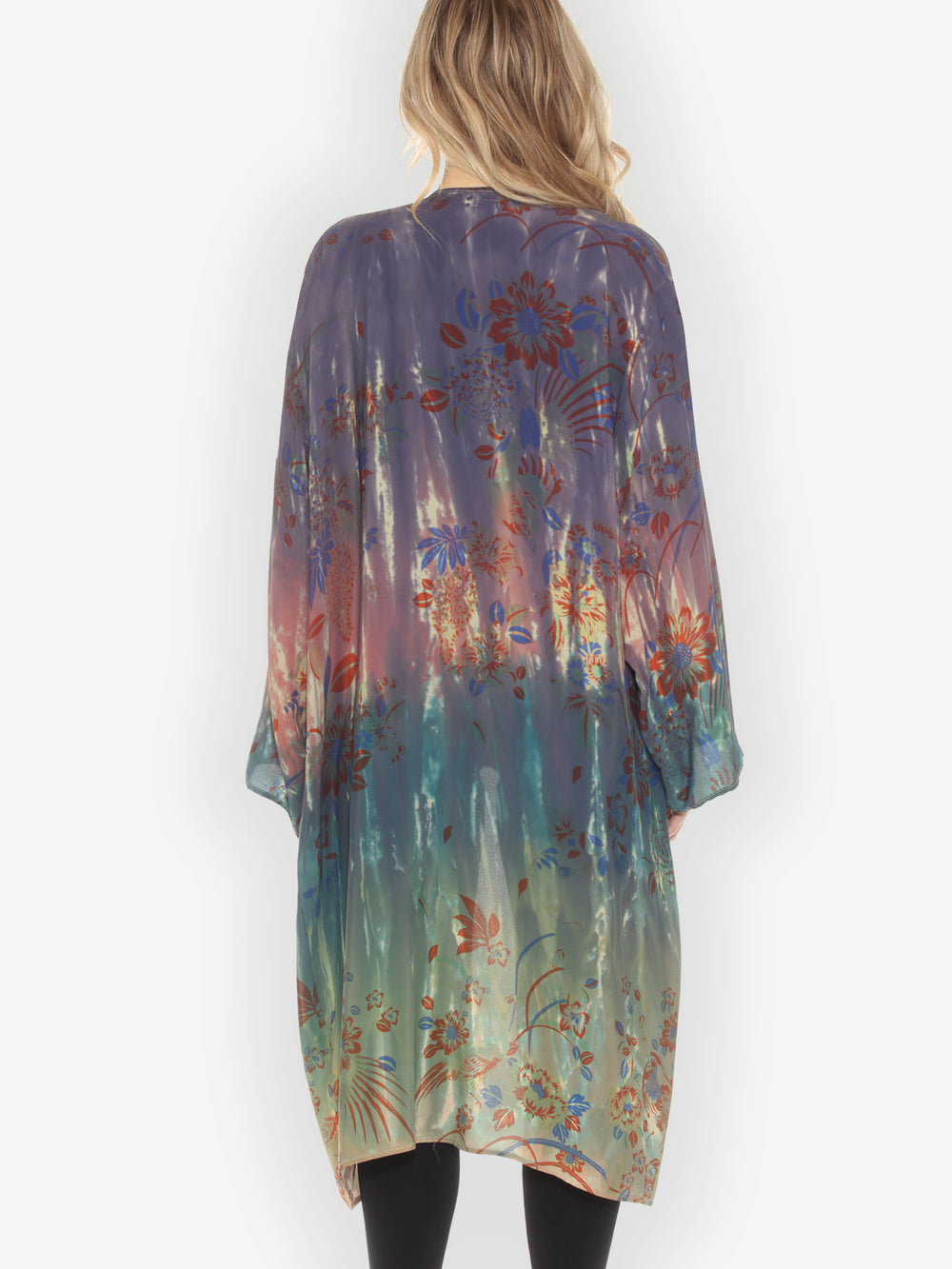 Fabulous Flowers Forever Tie Dyed Kimono Jacket -1X