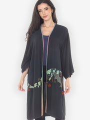 Koi and Gingko Leaves Hand Dyed Kimono Jacket - 1X