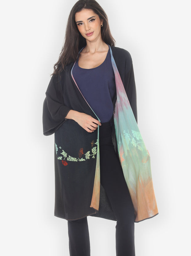 Koi and Gingko Leaves Hand Dyed Kimono Jacket - 1X