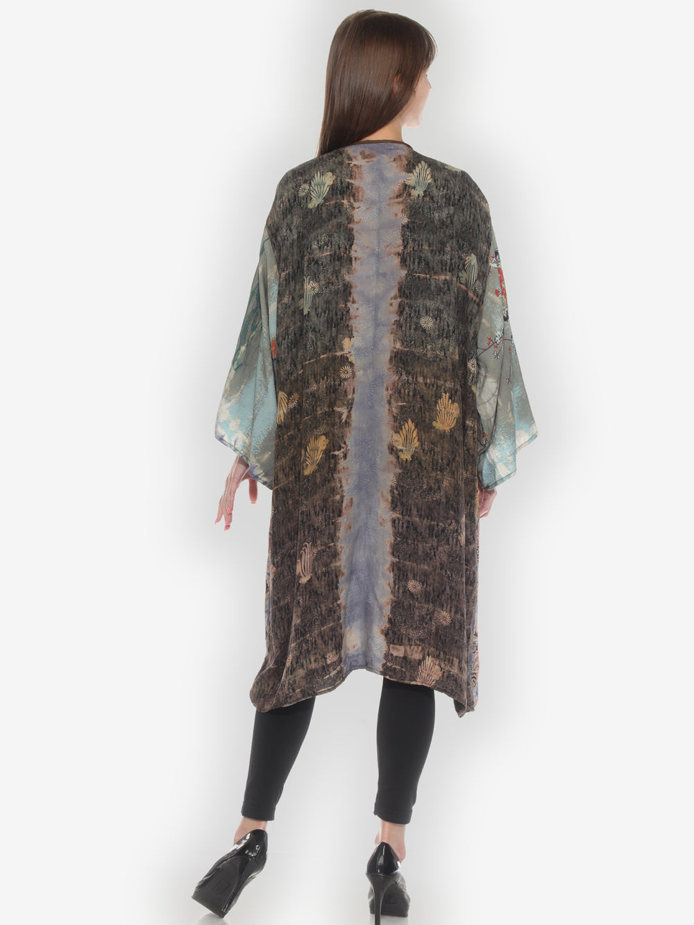 Tie Dyed Silk Kimono Duster - 3X