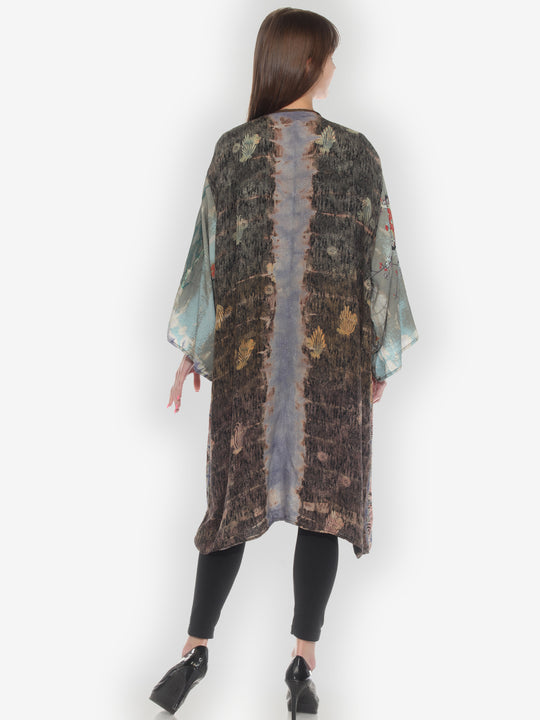 Tie Dyed Silk Kimono Duster - 3X