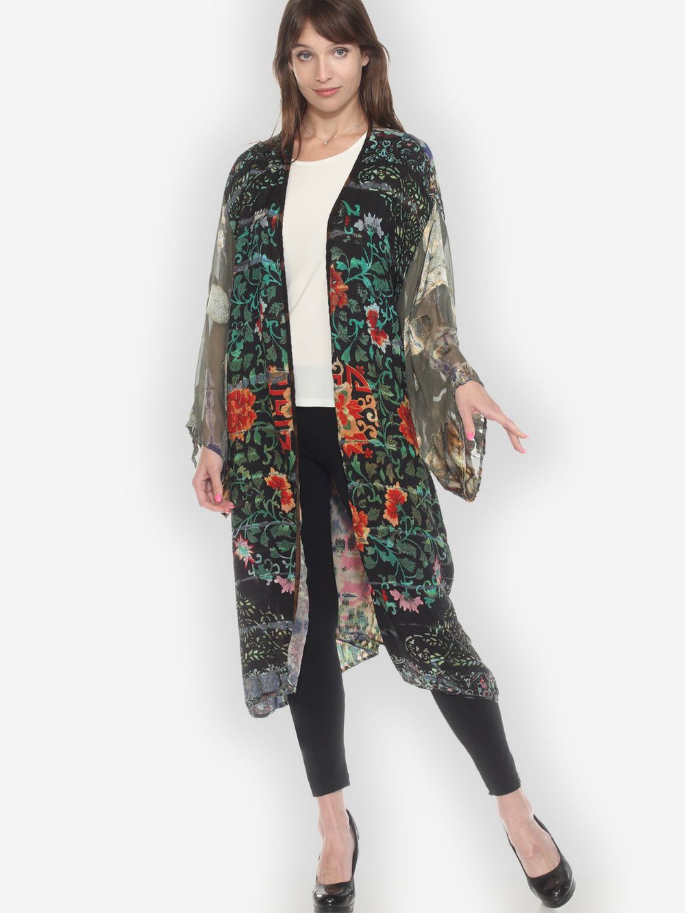 Tie Dyed Silk Kimono Duster - 4X