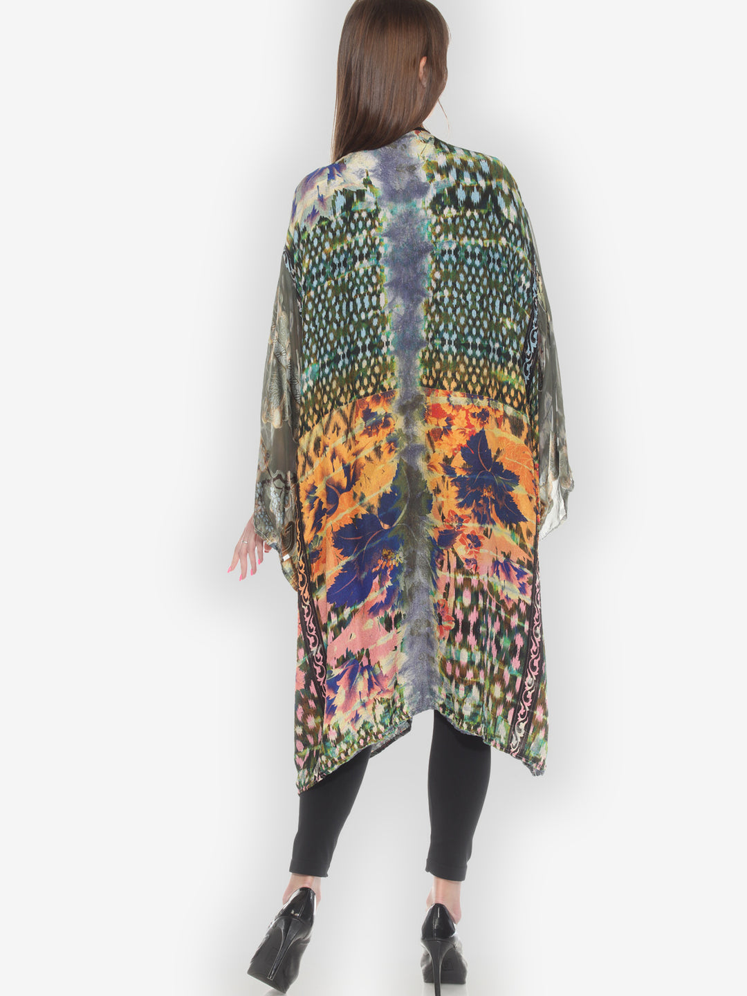 Tie Dyed Silk Kimono Duster - 4X