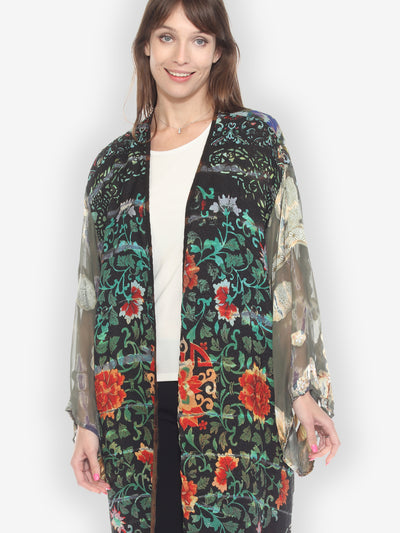 Tie Dyed Silk Kimono Duster - 4X