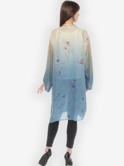 Tie Dyed Silk Kimono Duster - L