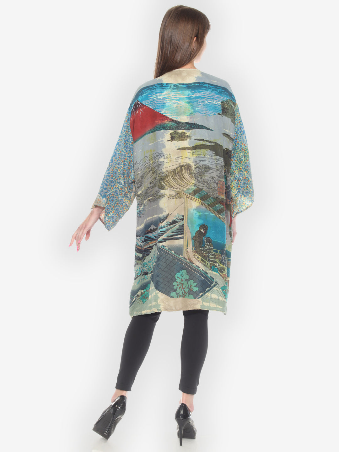 Tie Dyed Silk Kimono Duster - 1X