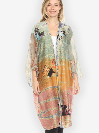 Tie Dyed Silk Kimono Jacket - 3X