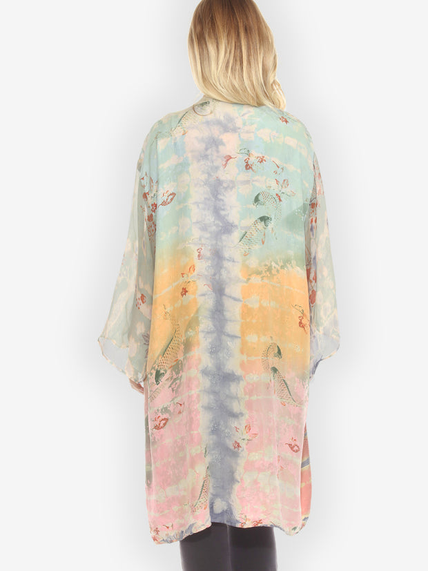 Tie Dyed Silk Kimono Jacket - 3X