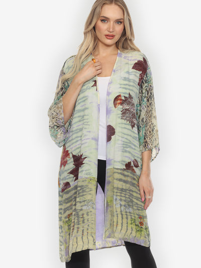 One of a Kind Tie Dye Silk Kimono Jacket - 1X