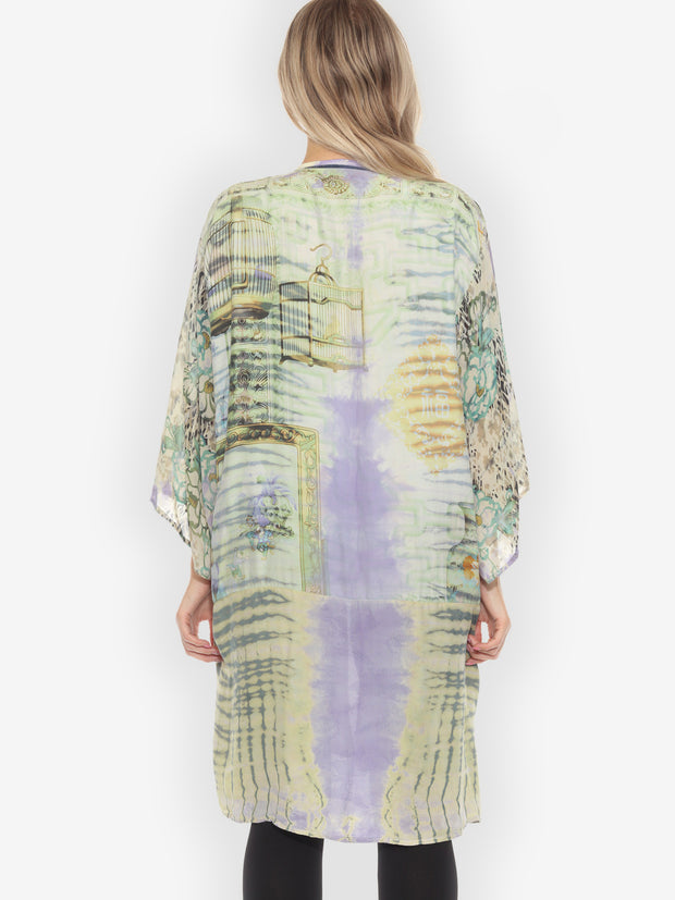 One of a Kind Tie Dye Silk Kimono Jacket - 1X