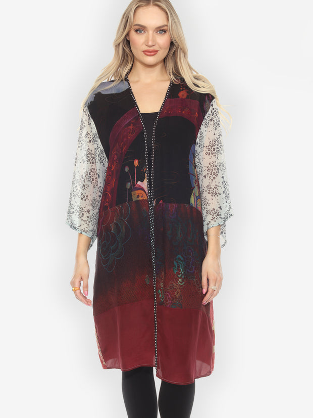 Tie Dyed Silk Kimono Jacket - XL