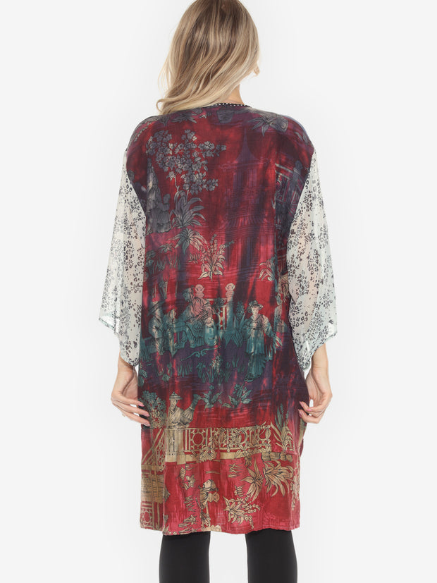 Tie Dyed Silk Kimono Jacket - XL
