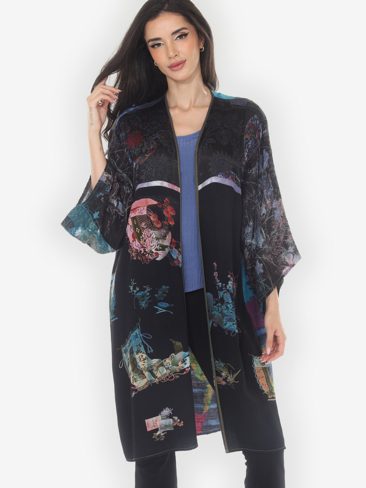 One of a Kind Tie Dyed Silk Kimono Jacket - 1X