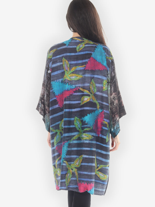 One of a Kind Tie Dyed Silk Kimono Jacket - 1X