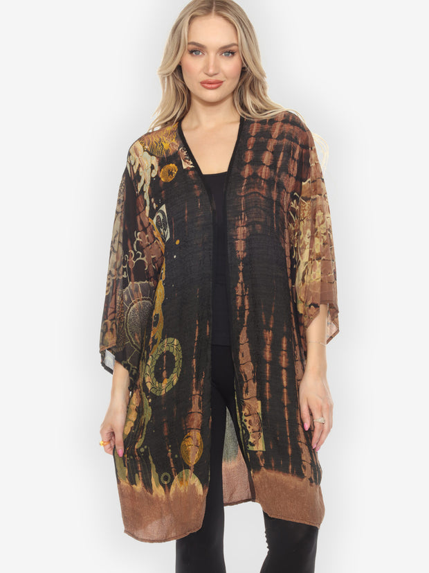 One of a Kind Tie Dyed Silk Kimono Jacket - 1X