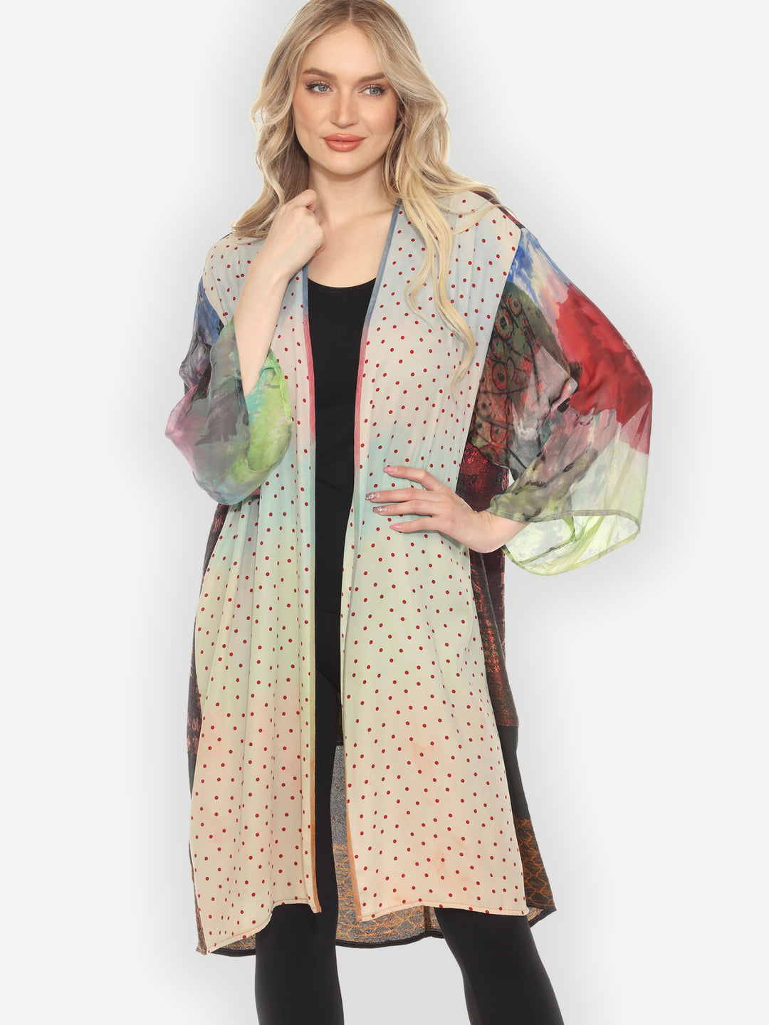 One of a Kind Silk Tie Dyed Kimono Jacket -2X
