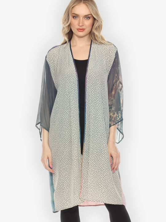 One of a Kind Silk Tie Dyed Kimono Jacket -1X