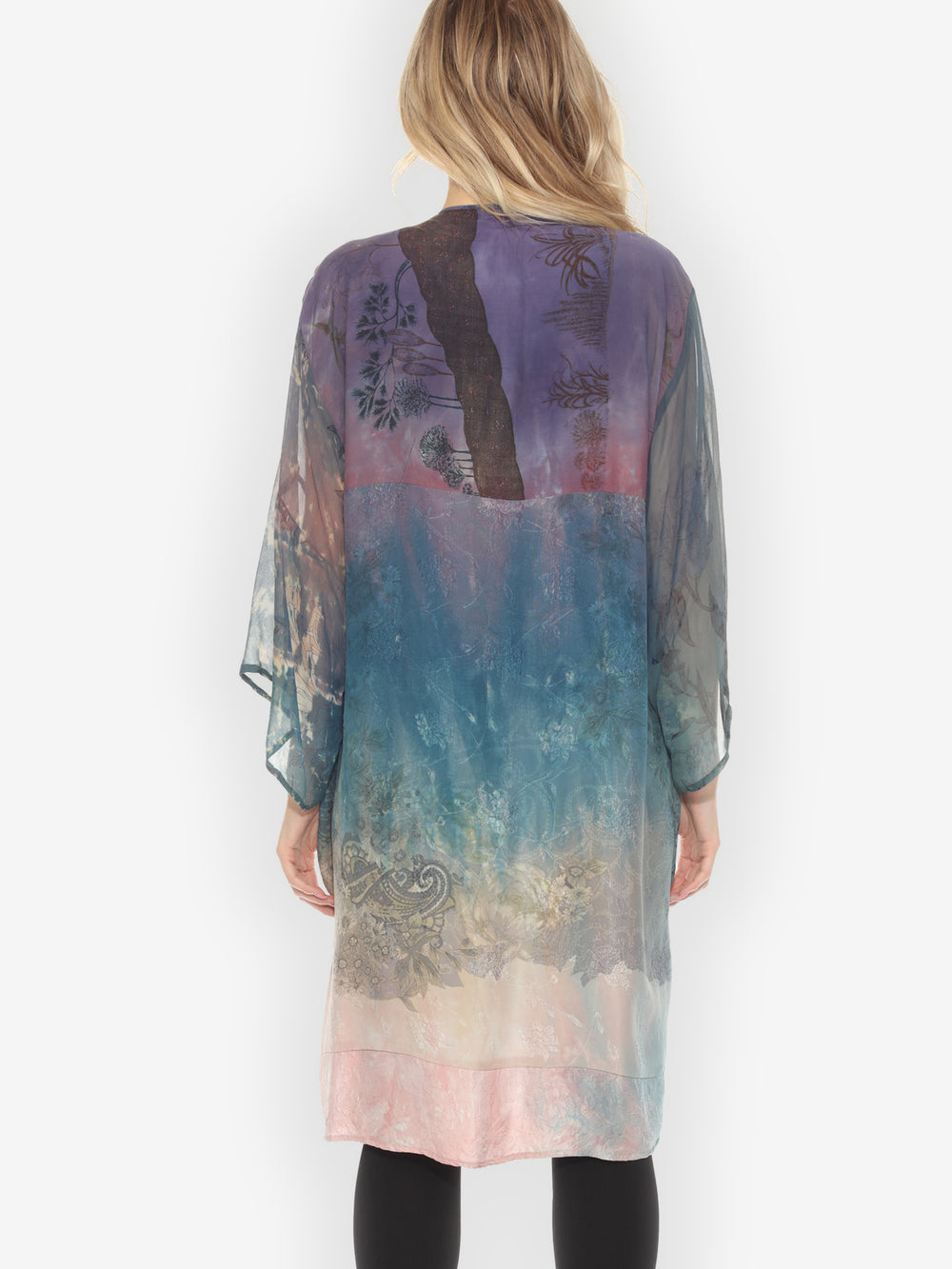 One of a Kind Silk Tie Dyed Kimono Jacket -1X