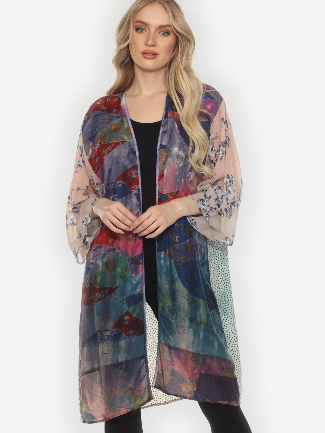 One of a Kind Silk Tie Dyed Kimono Jacket -1X