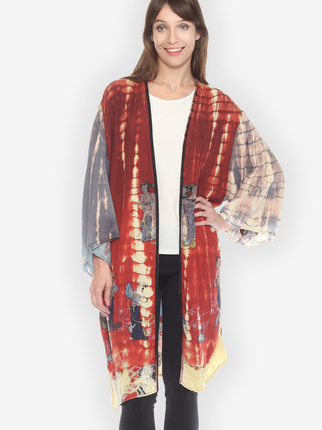 One of a Kind Silk Tie Dyed Kimono Jacket -1X