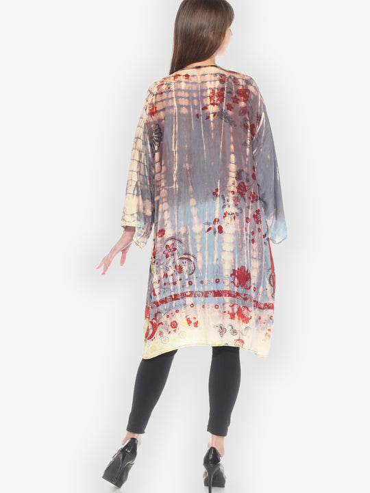 One of a Kind Silk Tie Dyed Kimono Jacket -1X