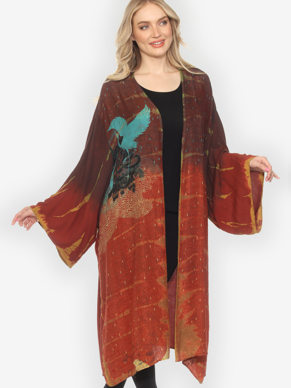 One of a Kind Tie Dyed Silk Kimono Jacket - 3X