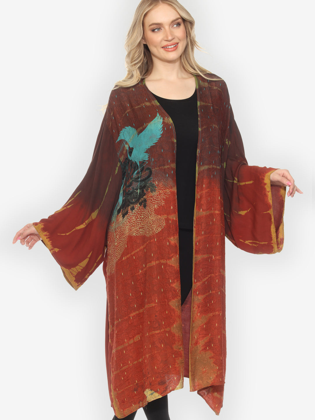 One of a Kind Tie Dyed Silk Kimono Jacket - 3X