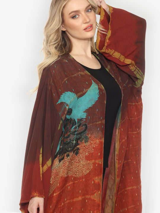 One of a Kind Tie Dyed Silk Kimono Jacket - 3X