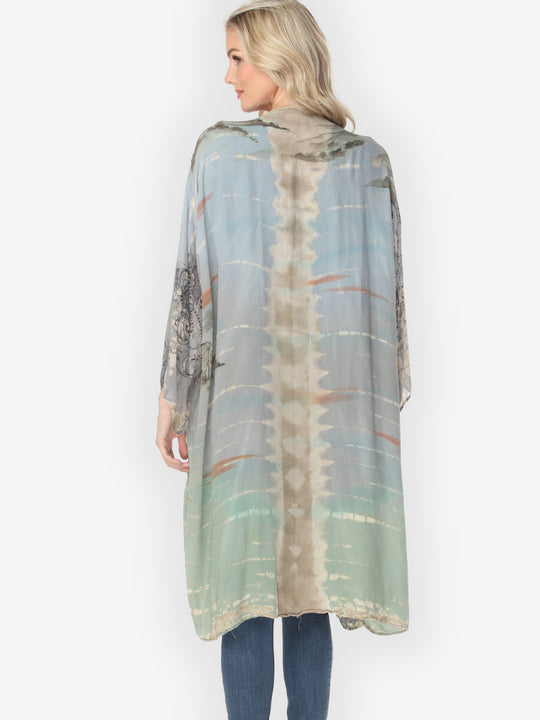 One of a Kind Tie Dyed Silk Kimono Jacket - 3X