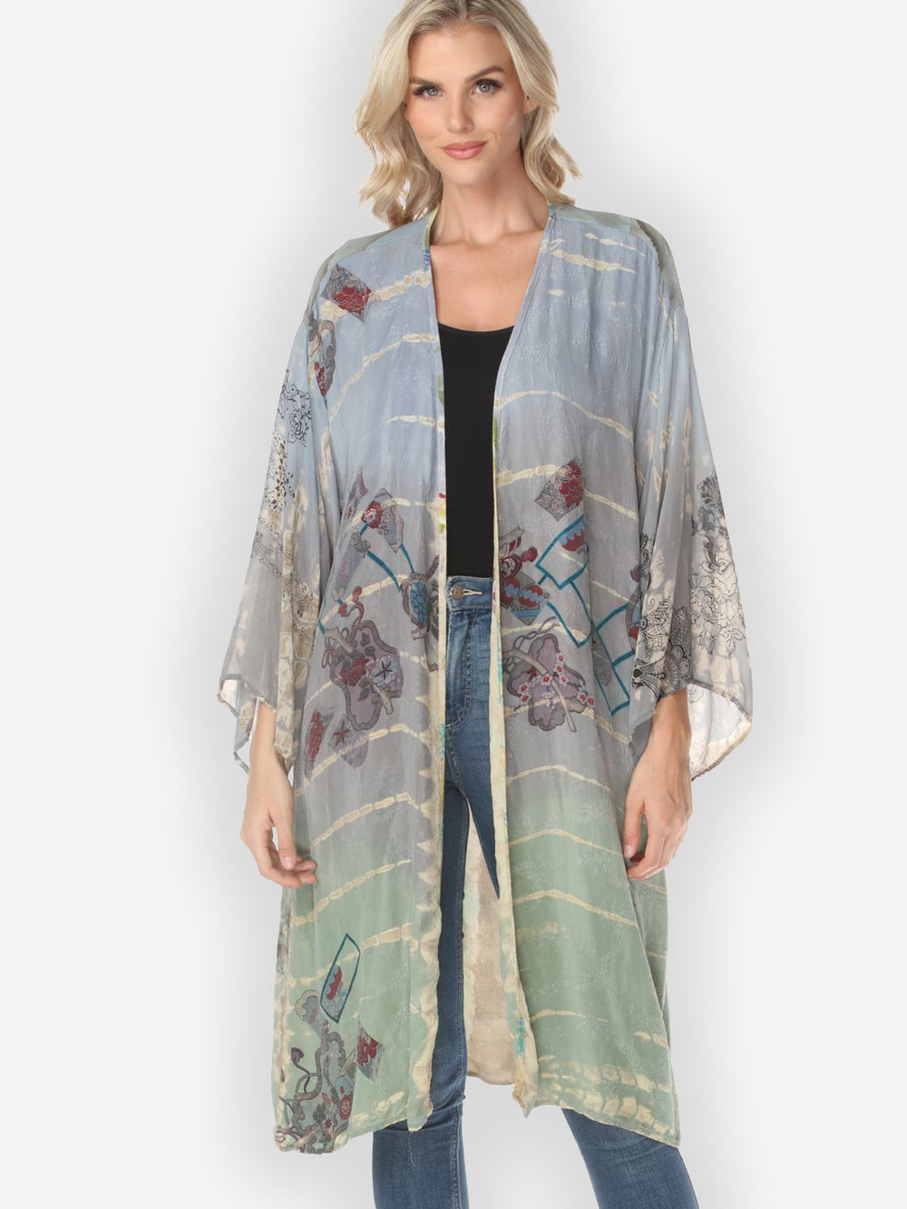 One of a Kind Tie Dyed Silk Kimono Jacket - 3X