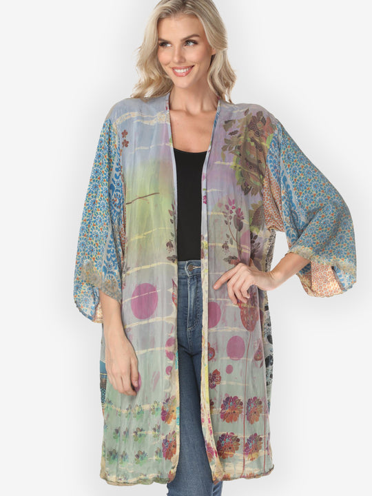 One of a Kind Tie Dyed Silk Kimono Jacket - 2X