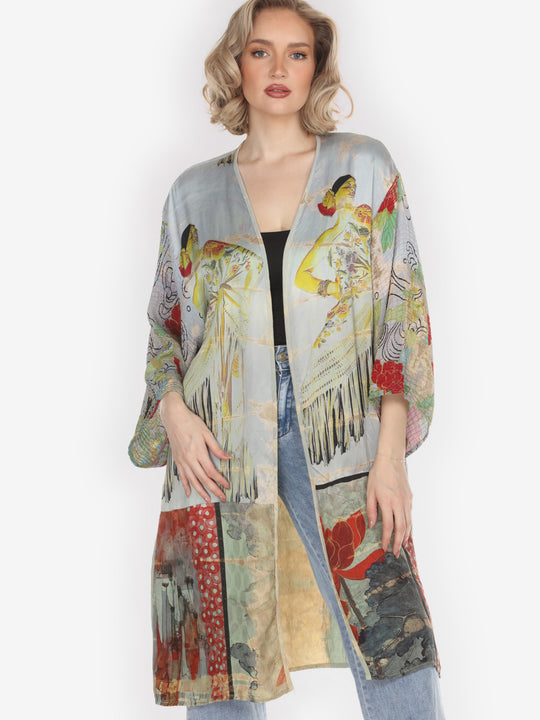 One of a Kind Tie Dyed Silk Kimono Jacket - 2X