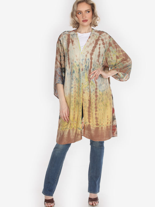 One of a Kind Tie Dyed Silk Kimono Jacket - 1X