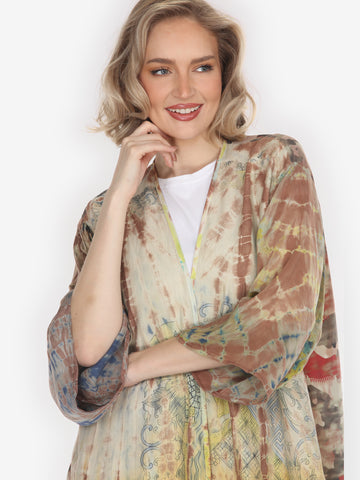 One of a Kind Tie Dyed Silk Kimono Jacket - 1X