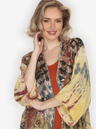 One of a Kind Tie Dyed Silk Kimono Jacket -1X