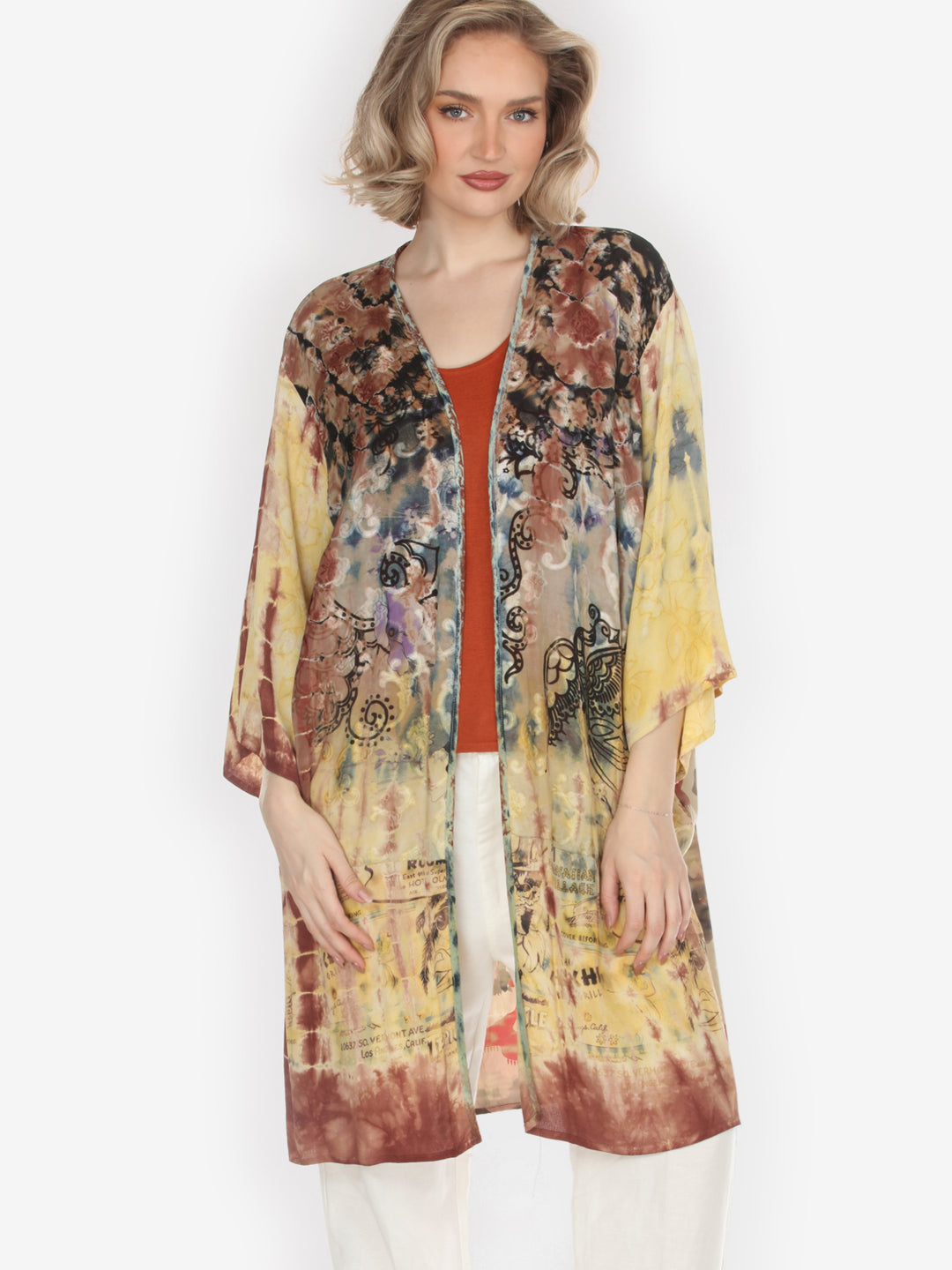 One of a Kind Tie Dyed Silk Kimono Jacket -1X