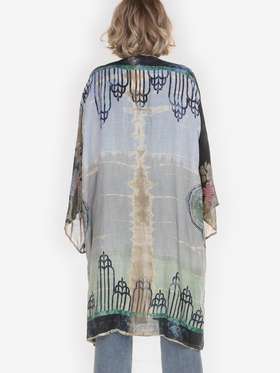 One of a Kind Tie Dyed Silk/Linen Kimono Jacket - 3X