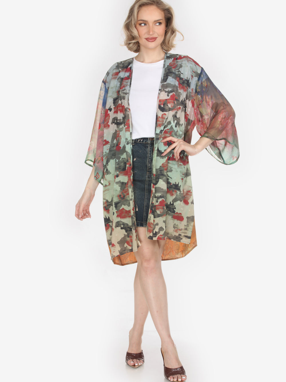 One of a Kind Tie Dyed Silk Kimono Jacket -L