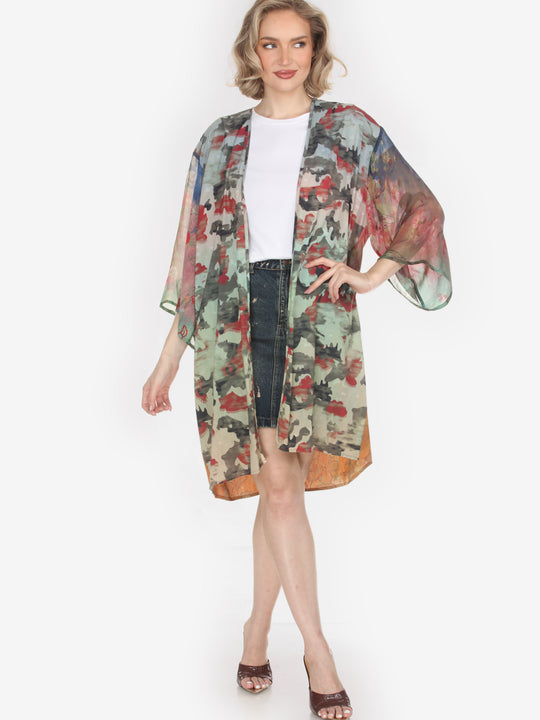 One of a Kind Tie Dyed Silk Kimono Jacket -L