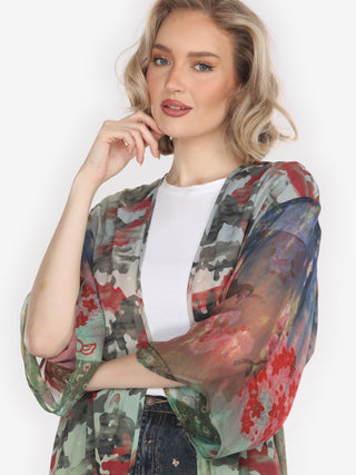 One of a Kind Tie Dyed Silk Kimono Jacket -L